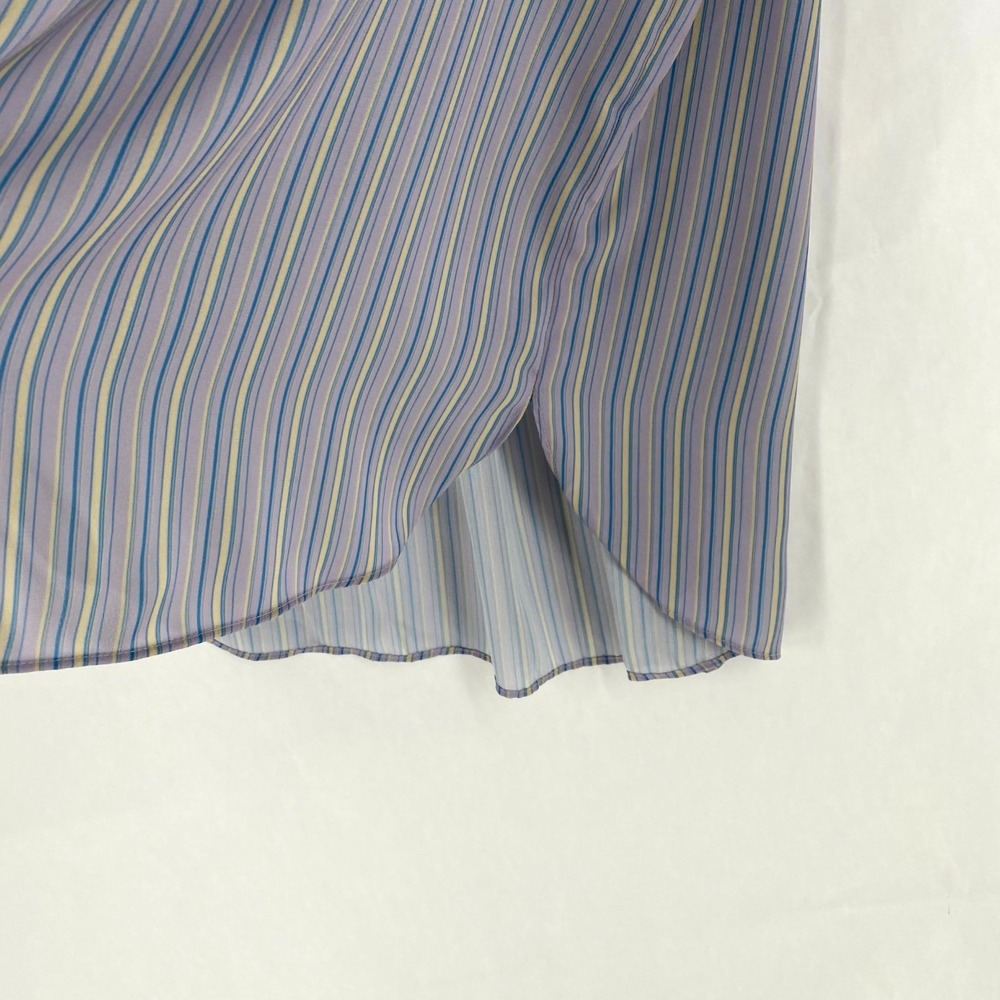 NYDJ Pintuck Blouse Womens Large Multicolor Stripes Split Neck‎ Concealed Button - Picture 7 of 11